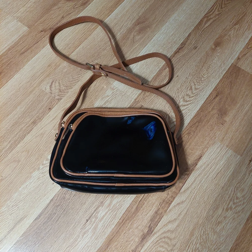 Valentina Black Patent Leather Crossbody